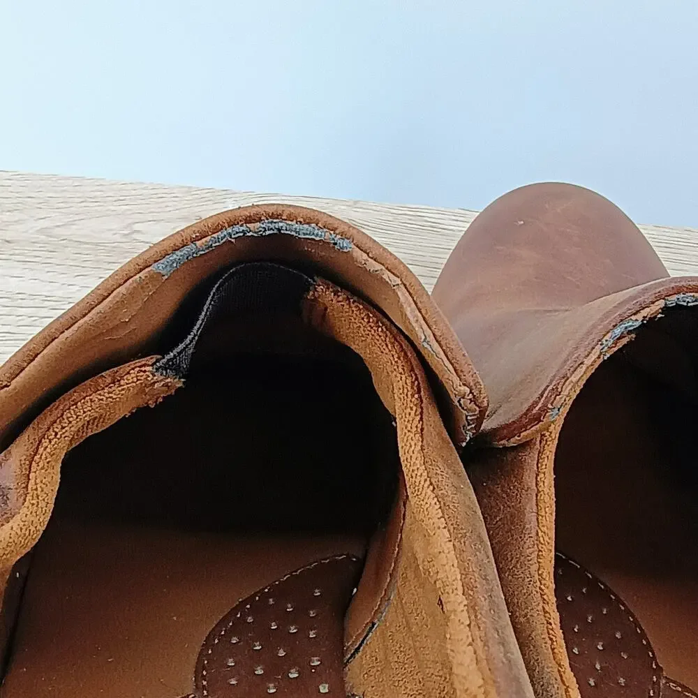 Boc Born Heeled Shoe Womens 8 Brown Leather Slip On Block Heel Comfort Shoes